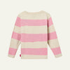 Pink and beige striped sweater on a white background