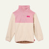 Mon Coeur Pink Sherpa Zip Up kids fleece with contrast pink yoke and half-zip neckline, front view