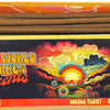Incense sticks with a colorful box featuring a sunset design and text.