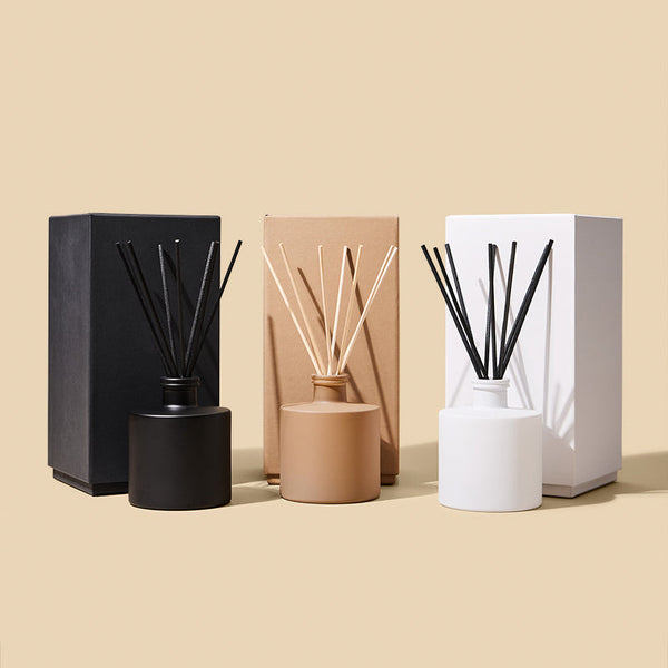 Close-up of Dream Diffuser Box showing sleek high-end design for reed diffuser bottles