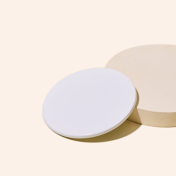 Close-up of new thin metal candle lids for makesy 12 oz Aura candle vessel collection