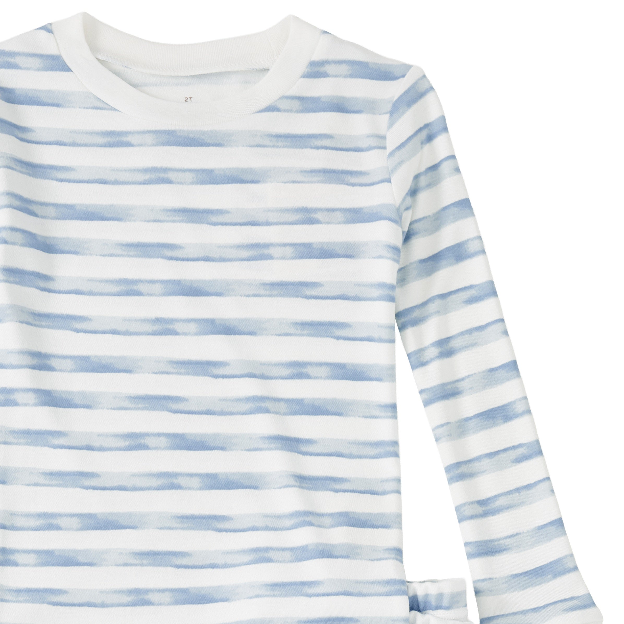 Apple Park Breezy Bay Stripe bamboo blend two-piece pajama set displayed full length — blue stripe kids sleepwear