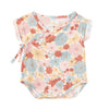 Organic cotton muslin wrap-front baby bubble romper in Wildflower Picnic floral print by Apple Park