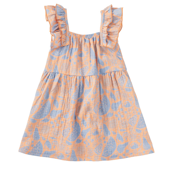 Organic Cotton Muslin Flutter Dress – Summer Bounty Fruit Print