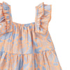 Flat lay of Apple Park organic muslin flutter strap dress in Summer Bounty fruit print for babies and toddlers