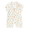 Apple Park Muslin Cabana Romper in Gingham Grove – organic cotton baby romper with green gingham and citrus print