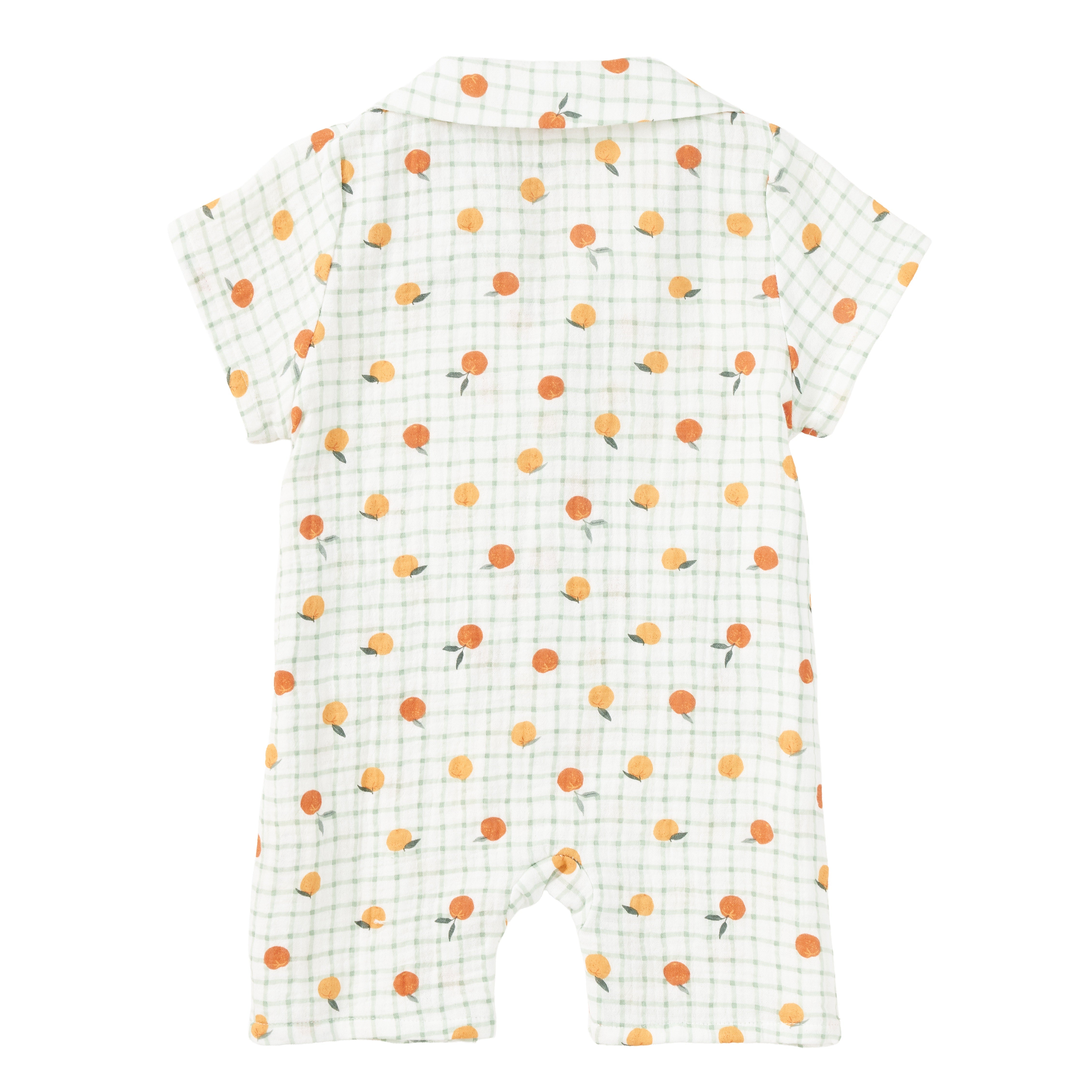 Organic Muslin Baby Romper – Gingham Grove Print by Apple Park