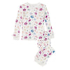 Detail shot of Apple Park Seaside Treasures bamboo organic cotton pajama set showing shell print pattern