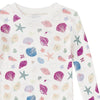 Apple Park Seaside Treasures kids pajama set laid flat — long-sleeve top and elastic waistband pants