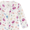 Apple Park Seaside Treasures baby romper laid flat showing foldover mitts and built-in footies