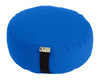 Close-up of organic cotton zafu meditation cushion cover with zipper closure and carry handle