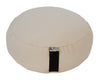 Oval zafu meditation cushion in natural linen organic cotton for yoga and meditation practice