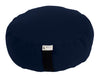 Oval organic cotton zafu meditation cushion in navy — eco-friendly buckwheat hull fill