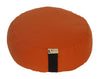 Round zafu meditation cushion in sage green organic cotton with buckwheat hull fill by Bean Products