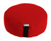 Bean Products round zafu meditation cushion in teal organic cotton on wooden floor