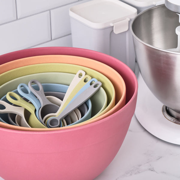 Bamboozle Home Baking Bundle: Nested bowls, measuring cups & spoons! Eco-friendly tools for organized, delicious baking. Shop now & master your craft!