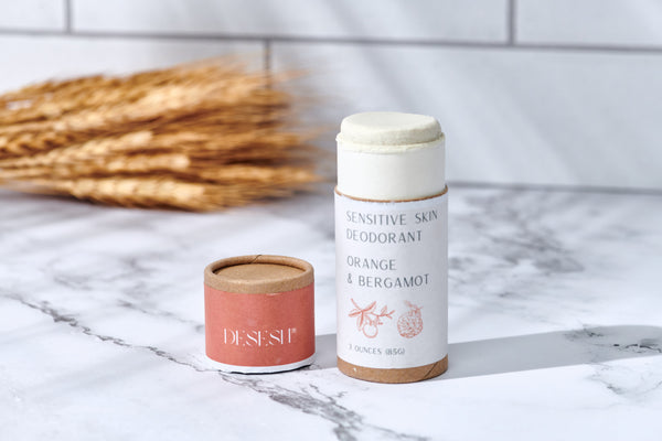 Desesh Natural Sensitive Deodorant Coconut Vanilla scent lifestyle shot – eco-friendly deodorant for sensitive skin