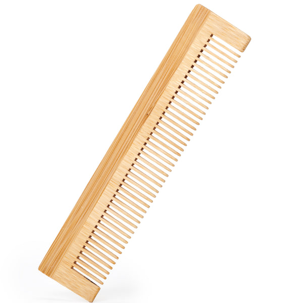 Desesh rectangular bamboo hair comb on a light background — plastic-free and eco-friendly