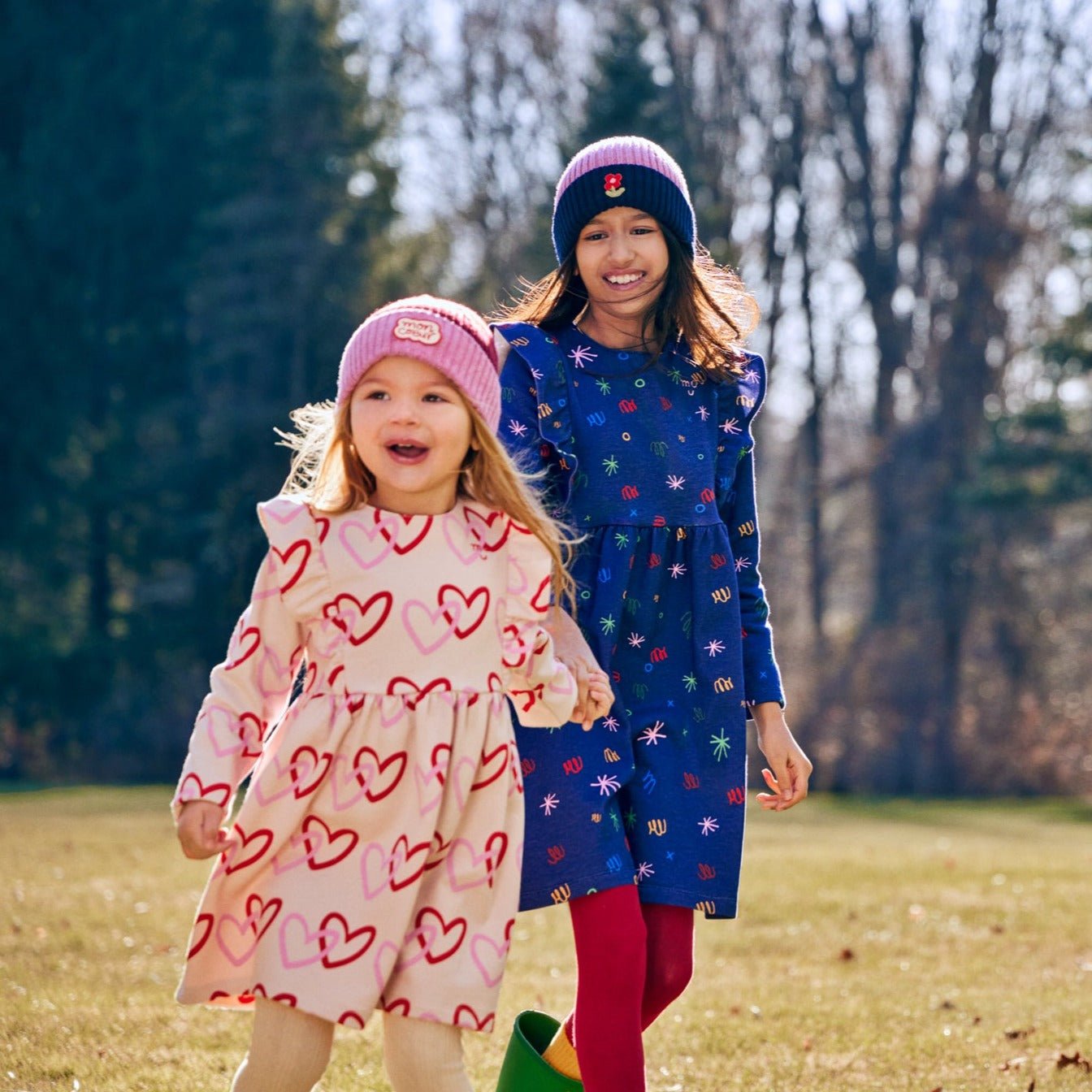 Recycled Cotton Hearts Baby Ruffle Dress – Eco-Friendly Long Sleeve