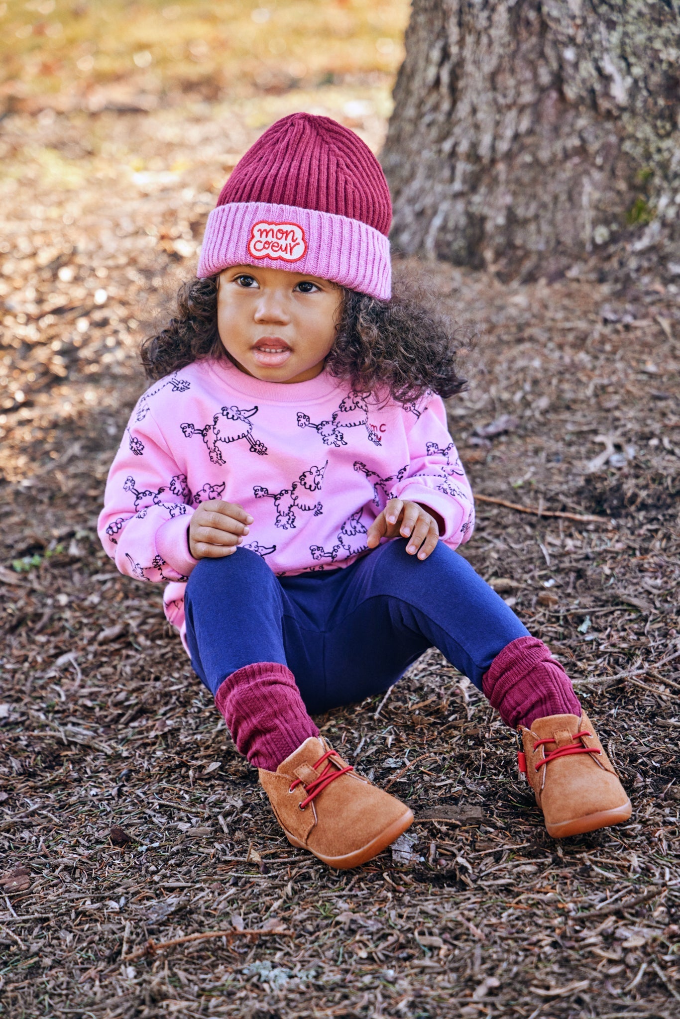 Mon Coeur Classic Baby Leggings styled as part of a full autumn outfit for babies