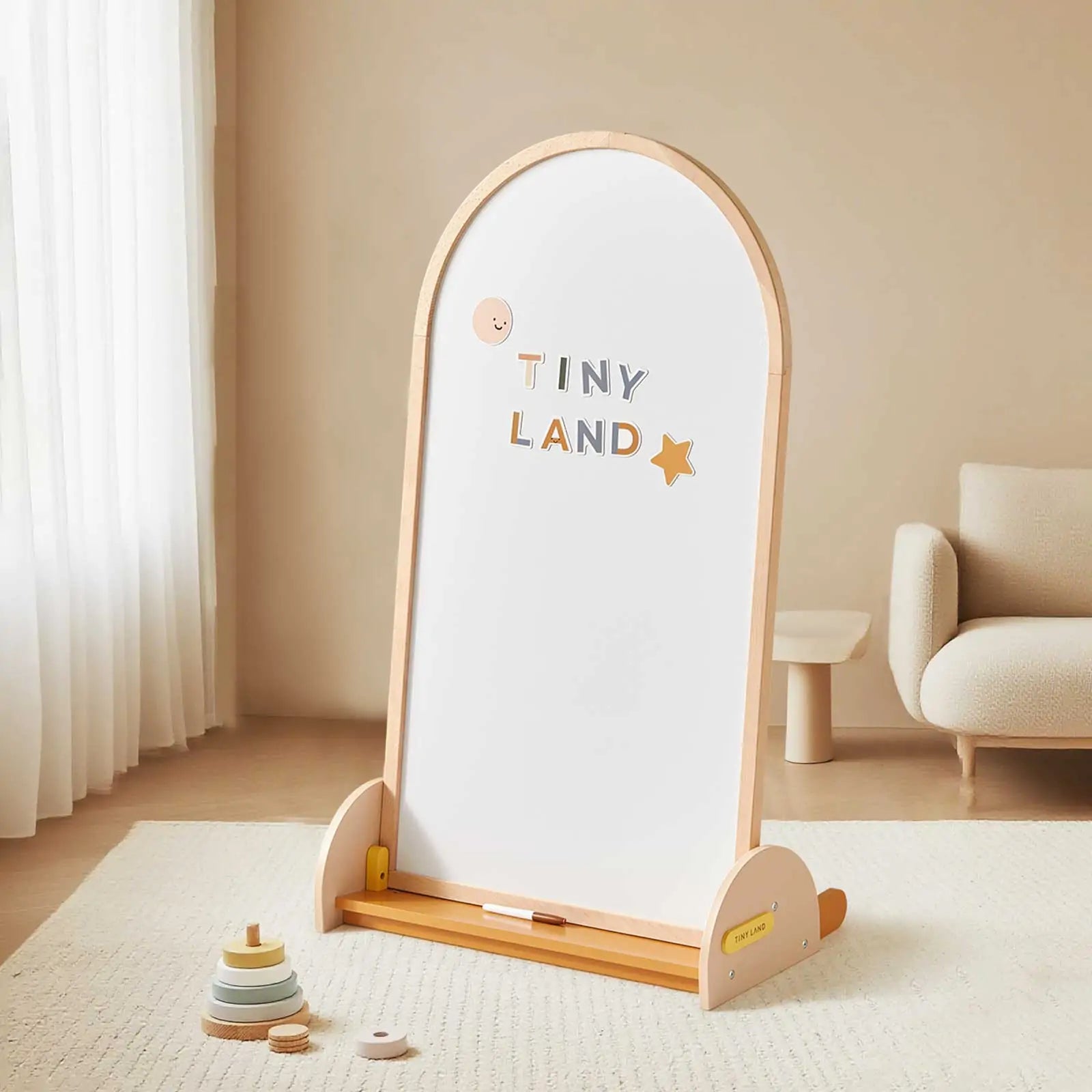 Tiny Land Double-Sided Magnetic Chalkboard Easel for Kids