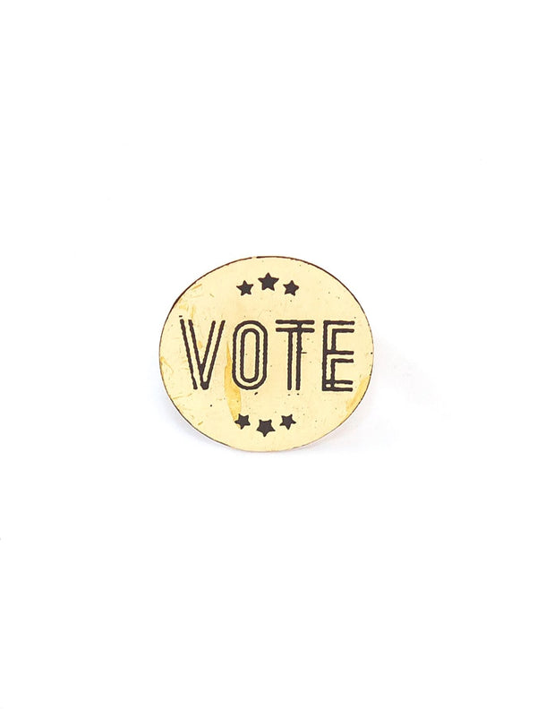 Recycled Brass Vote Pin – Ethically Made Civic Accessory