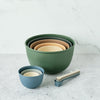 Close-up of Bamboozle Astrik plant-based mixing bowls with satin finish on a kitchen countertop