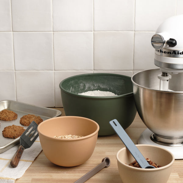 Close-up of Bamboozle Astrik mixing bowl showing satin finish and plant-based material detail