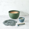 Bamboozle Astrik plant-based mixing bowl set with lids in satin finish colour options