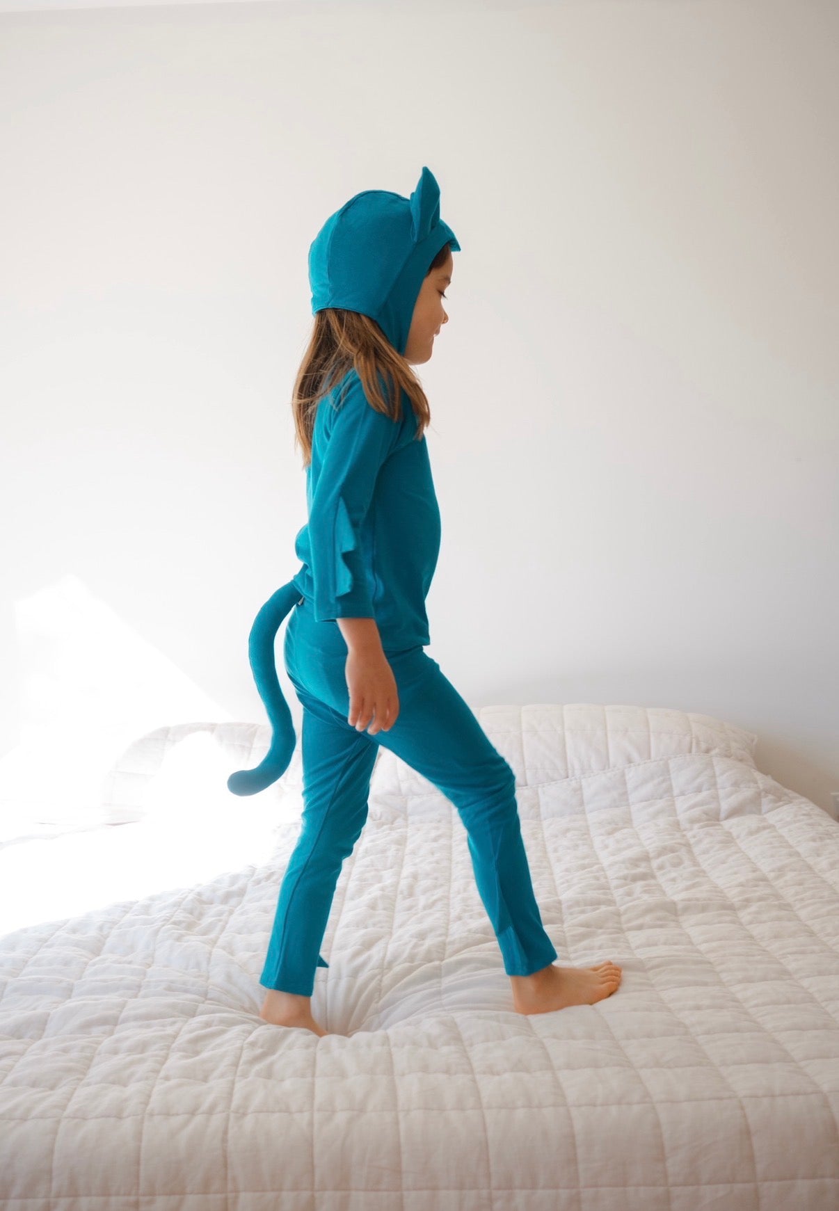 Blue Cat Pajama Costume styled as sleepwear