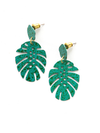 Monstera Leaf Stud Earrings | Handcrafted Recycled Metal