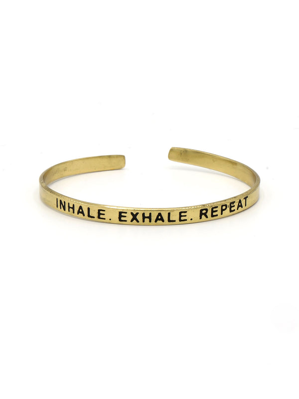 Breathe Quote Cuff – Adjustable Recycled Metal Bracelet