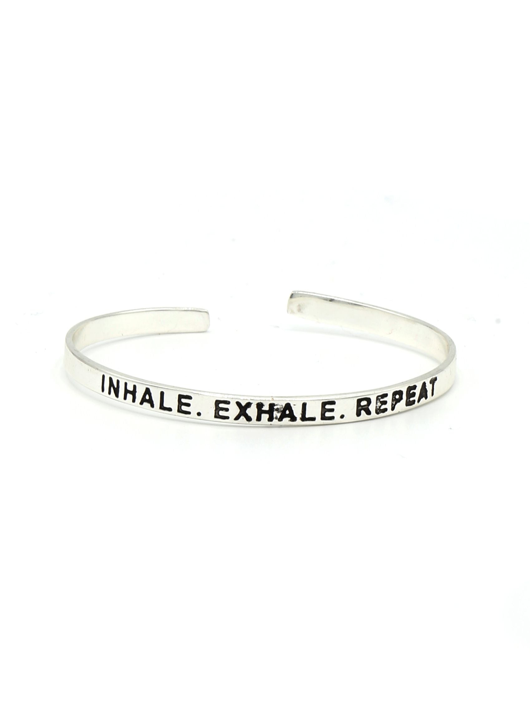 Breathe Quote Cuff – Adjustable Recycled Metal Bracelet