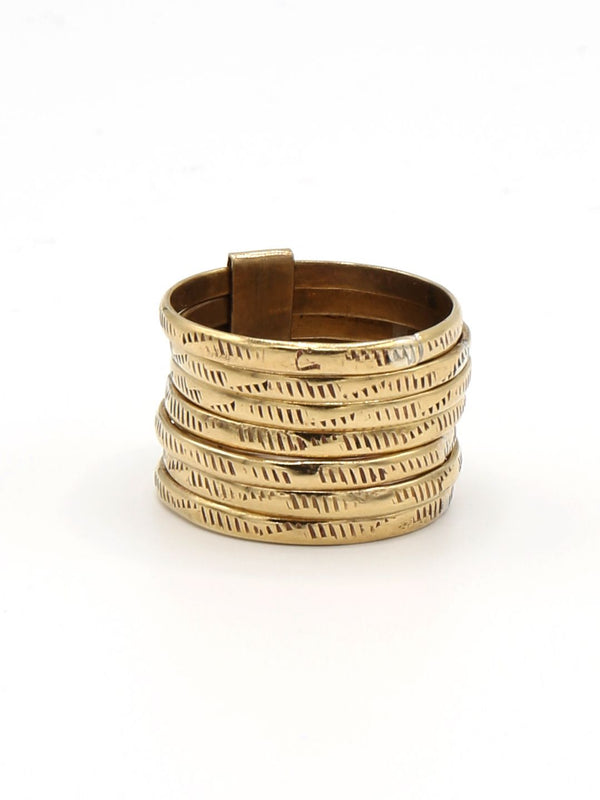 Stacked Armor Statement Ring | Recycled Brass | Fair Anita