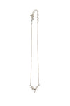 Silver necklace with a delicate design on a white background