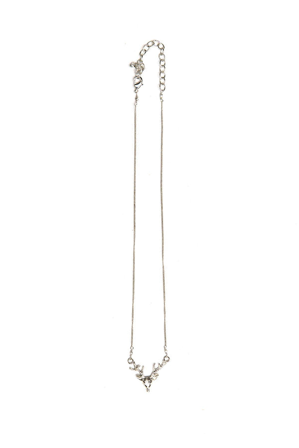 Silver necklace with a delicate design on a white background