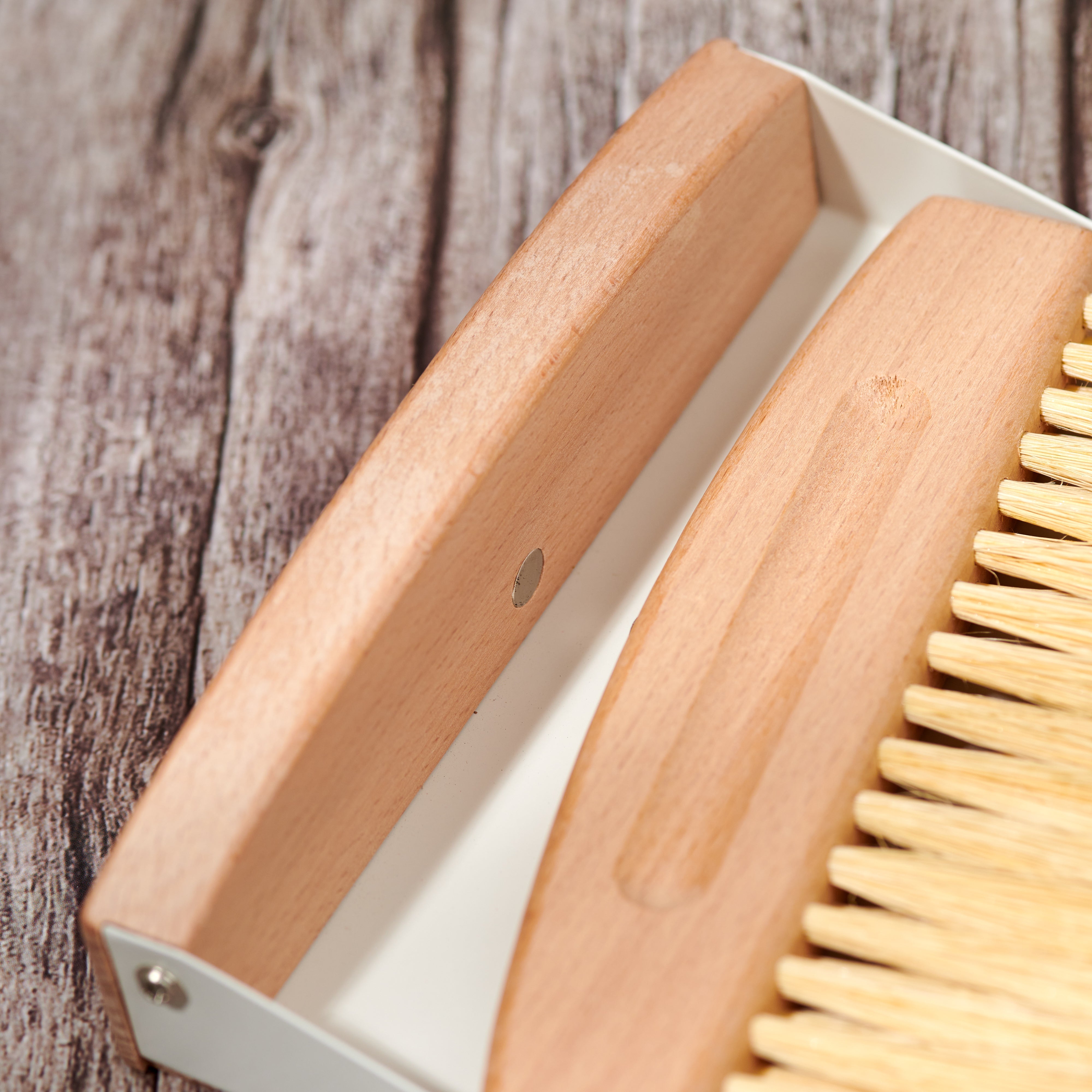 Mini Wood Broom & Metal Dustpan Set – Eco-Friendly Sisal Bristles