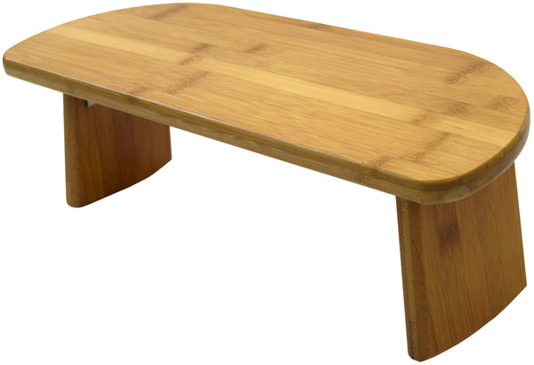 Wooden table with a natural finish on a white background