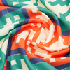 Close-up of colorful fabric with geometric pattern