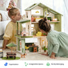 Tiny Land Sweetwood Edge dollhouse shown with its wooden furniture pieces