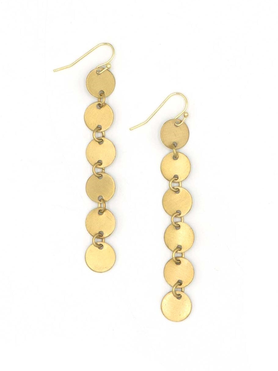 Gold chain earrings on a white background