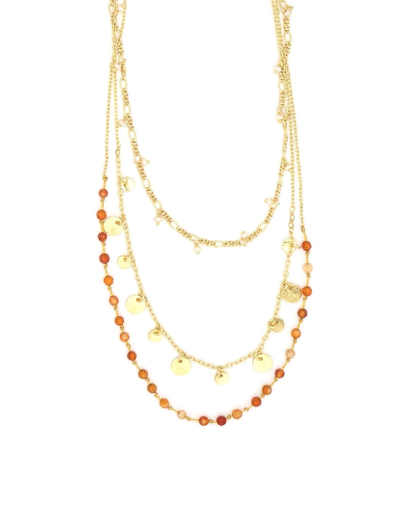 Triple Strand Convertible Necklace – Freshwater Pearl & Semi-Precious Stone