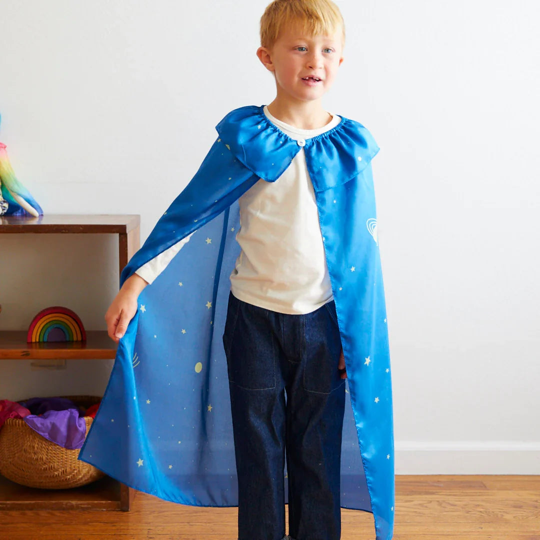 Sarah's Silks Star Cape paired with the Star Crown and Star Sword for imaginative play