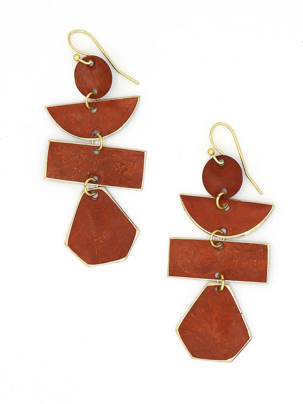 Pagoda Painted Drop Earrings | Recycled Brass | Fair Anita