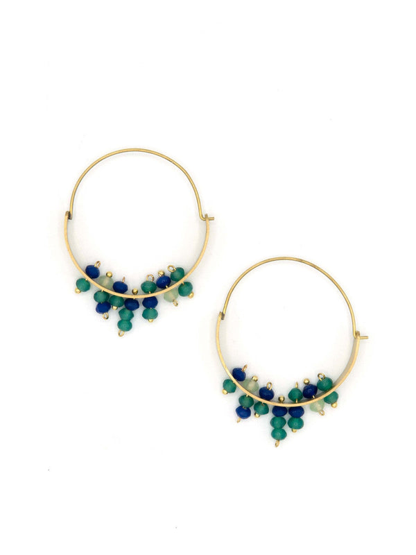 Rainfall Hoops – Recycled Brass & Glass Bead Hoop Earrings