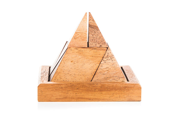 Wooden tangram puzzle on a white background