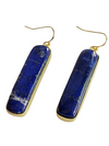 Lapis drop earrings with gold-plated recycled brass setting and natural lapis lazuli semi-precious stone, 2 inch length