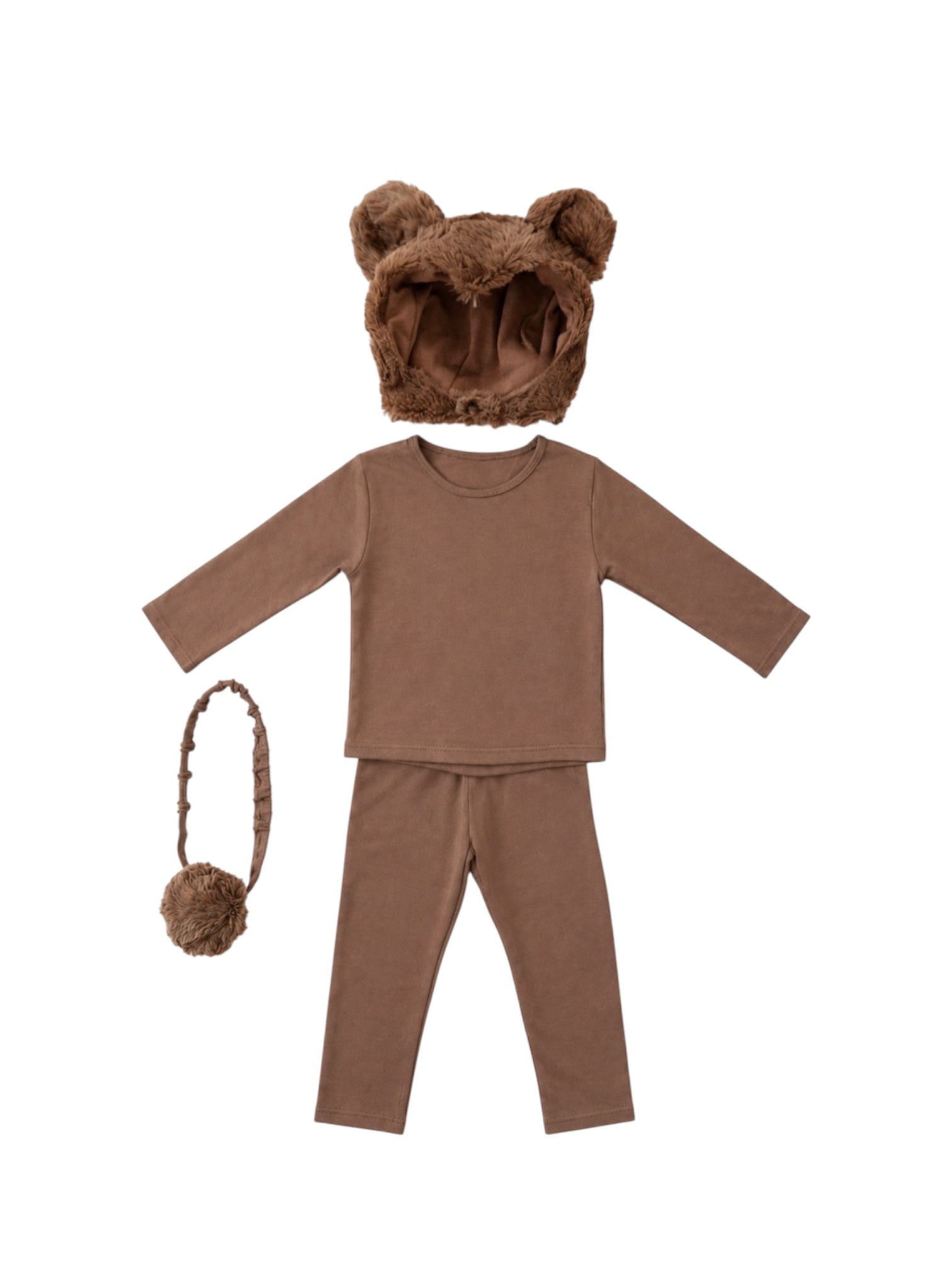 Baby Bear Halloween Costume showing the matching fluffy bear tail