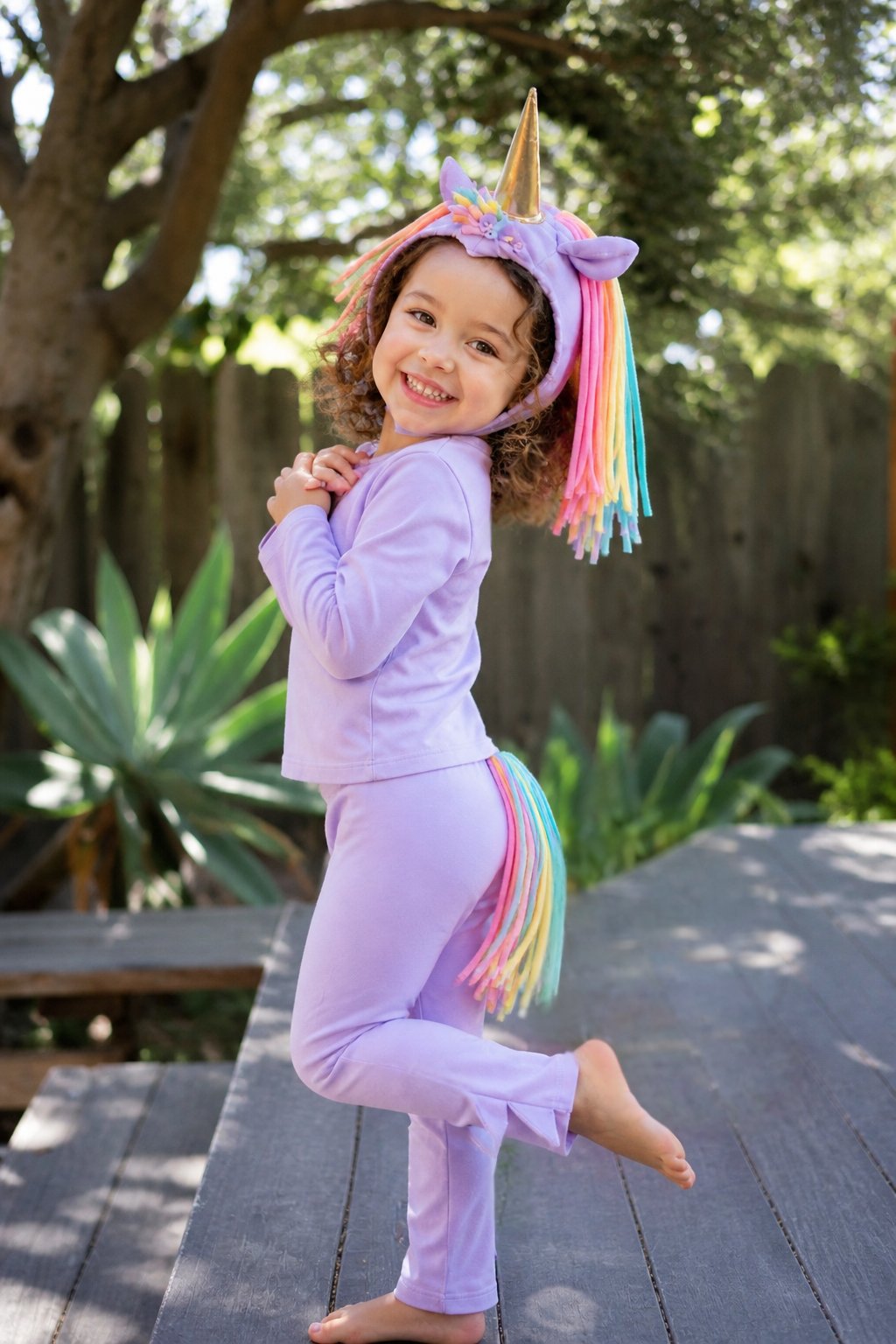 Lavender Sky Unicorn costume shown from another angle highlighting design details