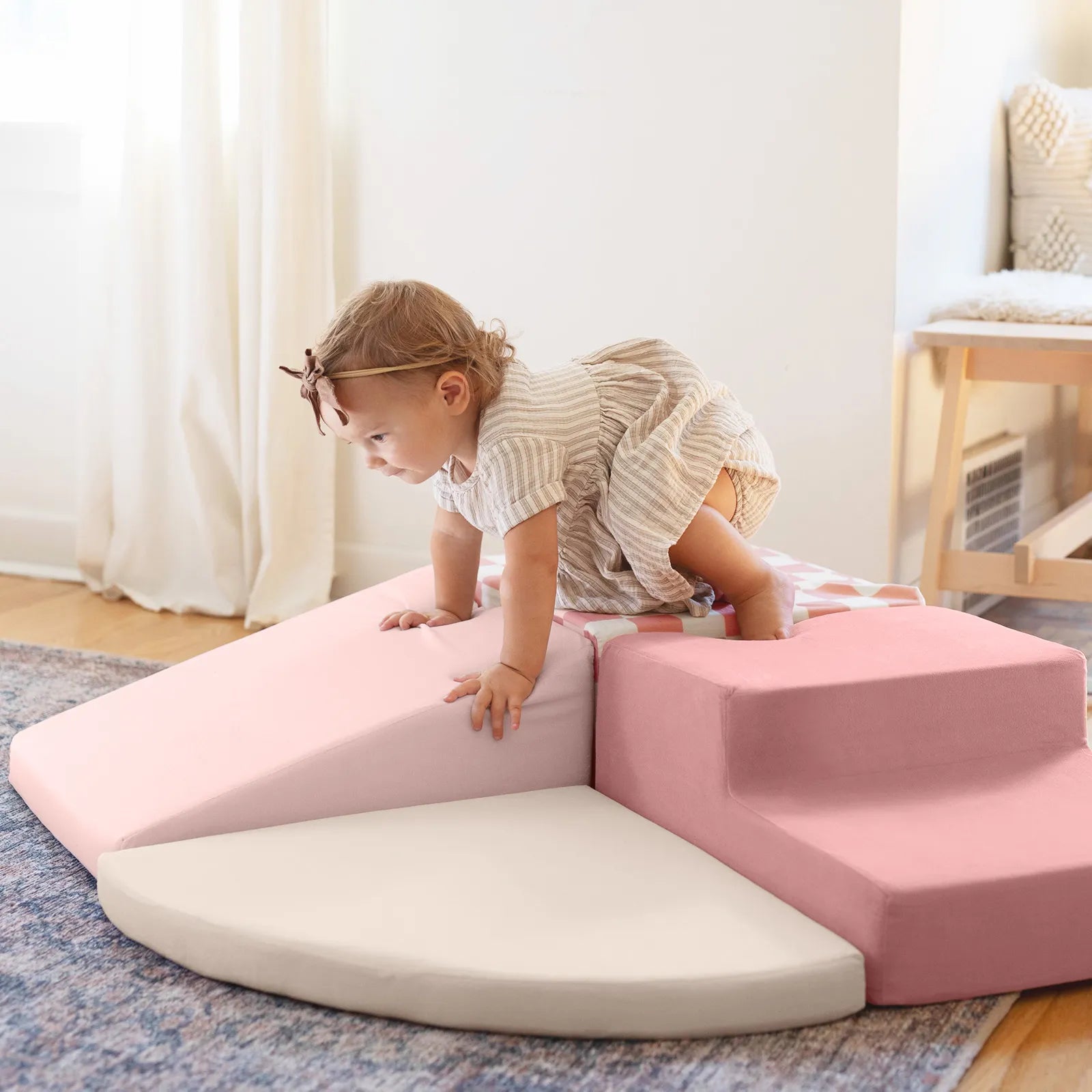 Tiny Land PlayNest Climbing Blocks in violet arranged as a toddler play setup